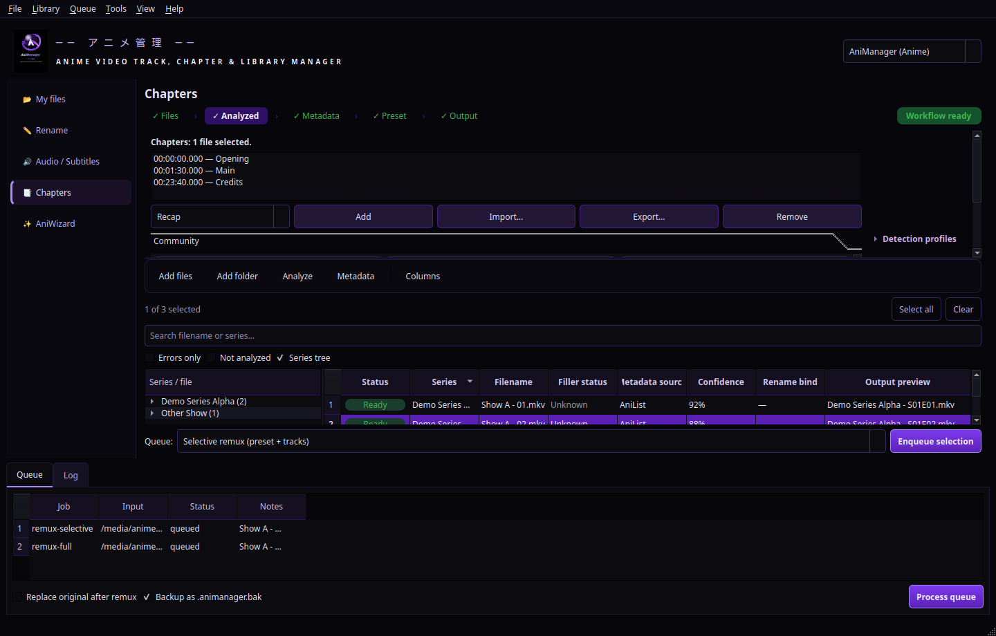 Queue panel